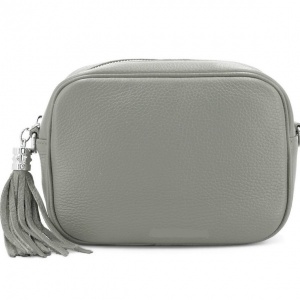 Tassel Zip Leather Bag - Grey (SILVER HARDWARE)